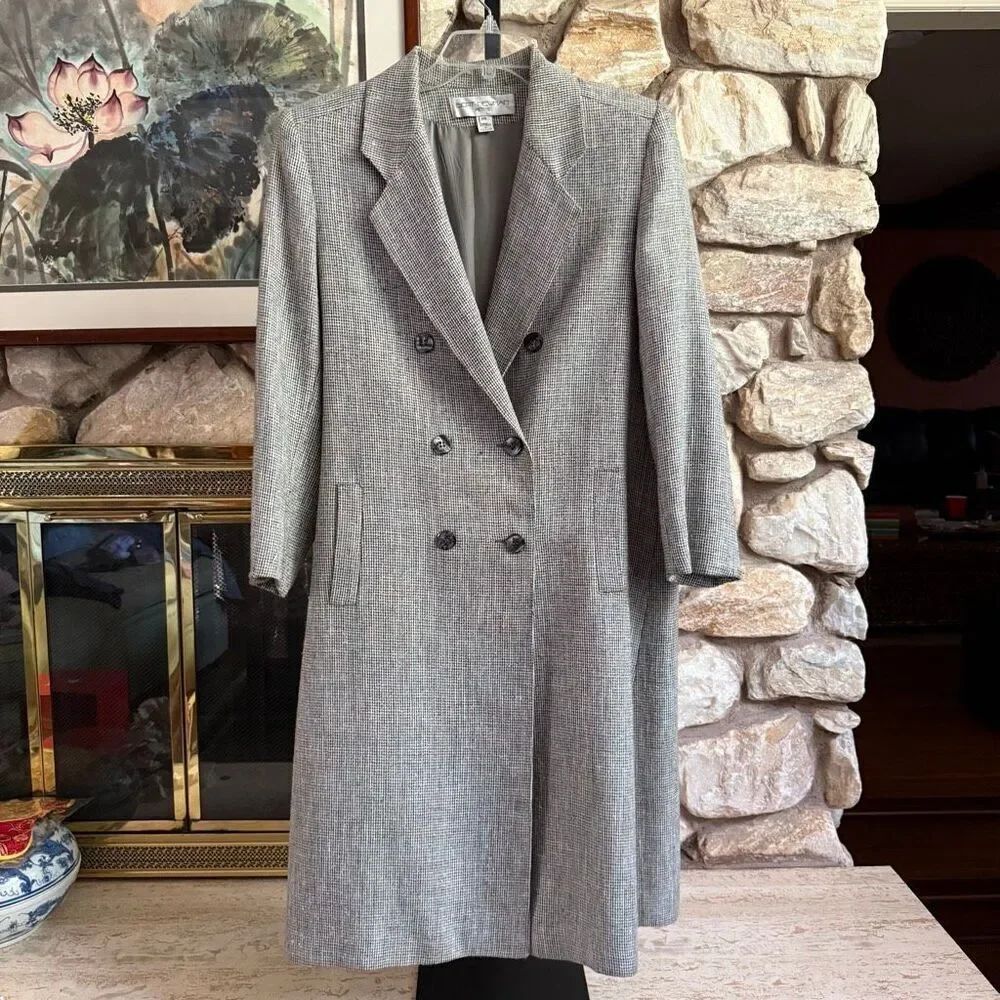 Vintage 80s Bert Newman women’s petite double breasted rainbow tweed coat